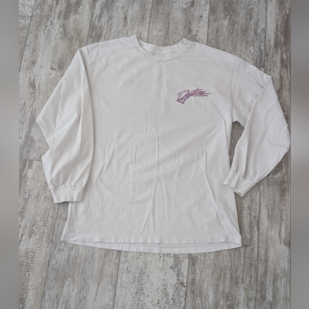 J.Galt Off-White Crewneck Tee with Daytona Beach Logo
